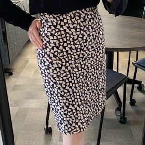 Ann Taylor Navy Floral Pencil Skirt